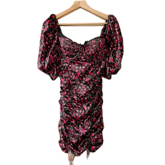 For Love & Lemons Melrose Satin Rose Mini Dress - Picture 6 of 8